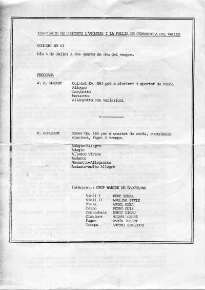 Grup Bartok, Cerdanyola del Vallès, 4-7-1982