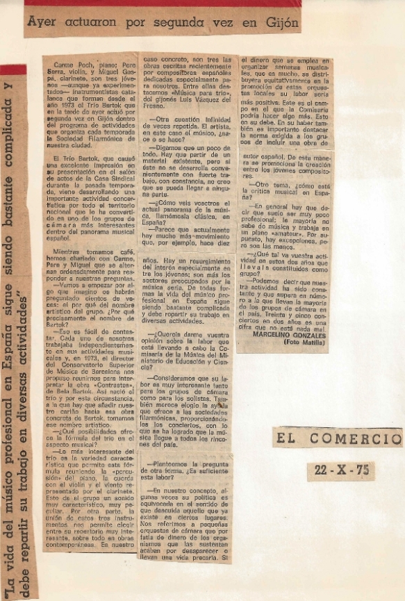 Trio Bartok, entrevista, 22-10-1975