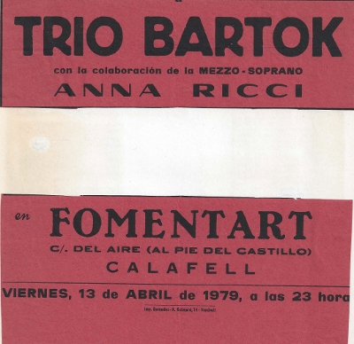 Trio Bartok, Calafell, 13-4-1979
