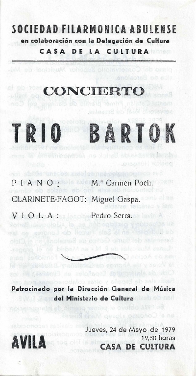 Trio Bartok, Ávila, 24-5-1979
