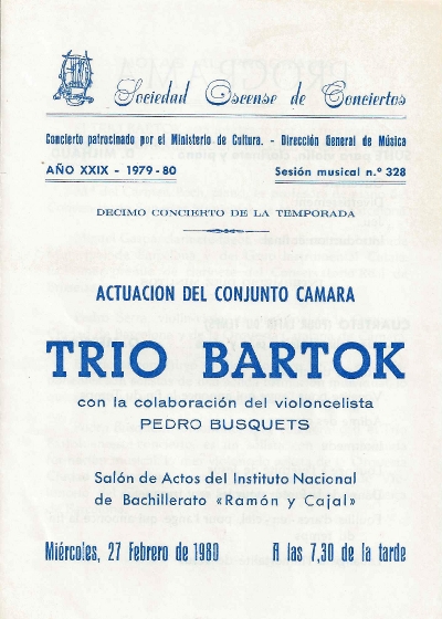 Trio Bartok, Huesca, 27-2-1980