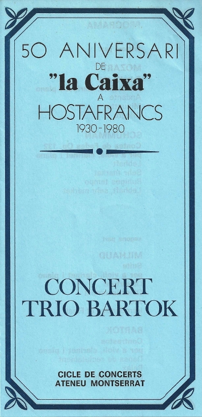 Trio Bartok, Barcelona, 14-12-1980