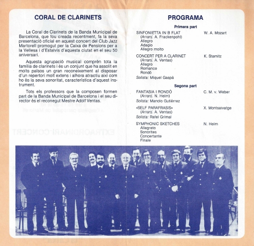Coral de clarinets, Martorell, 9-10-1982