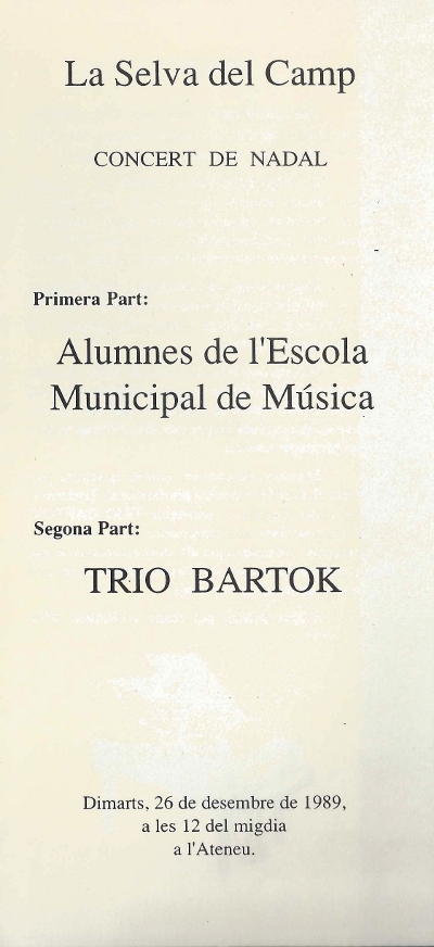 Trio Bartok, La Selva del Camp, 26-12-1989