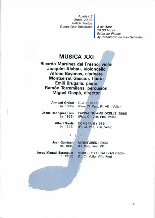Música XXI, Donostia, 3-4-1990
