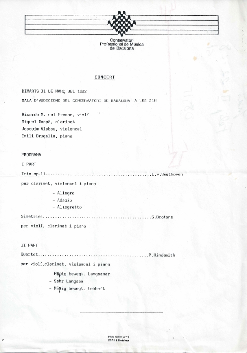 Conservatori de Badalona, 31-3-1992