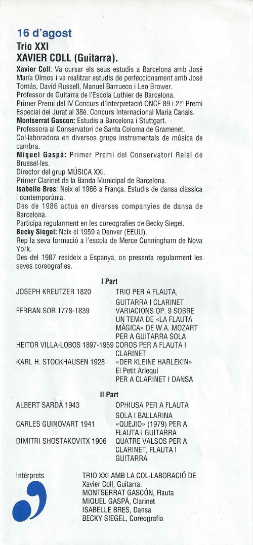 Trio XXI, Sitges, 16-8-1992