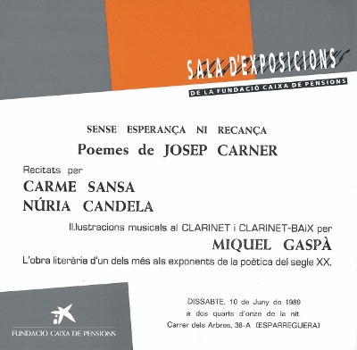 Poemes de Josep Carner, Esparreguera, 10-6-1989